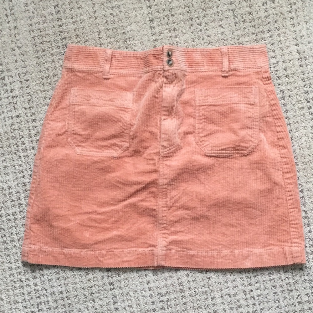 Madewell Coral Corduroy A-line Mini Skirt NWOT